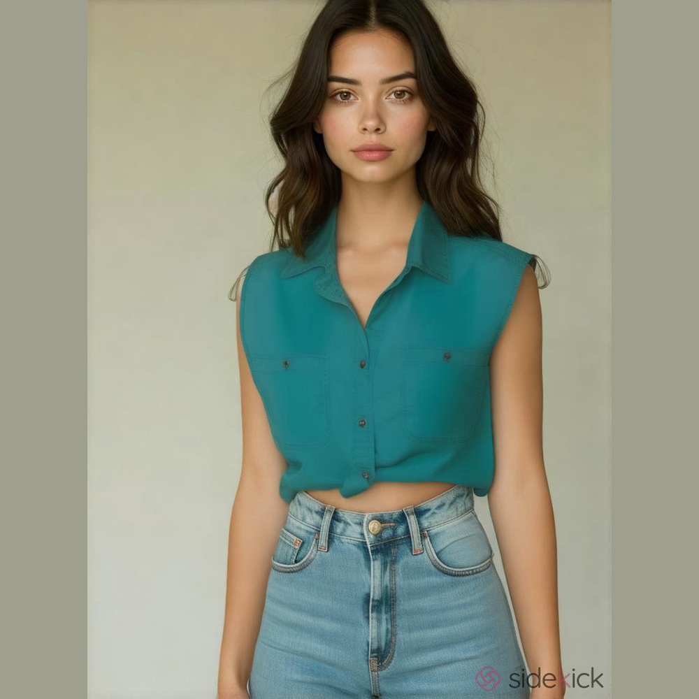 Vintage 90s Gitano Teal Sleeveless Top 90s Turquoise Aqua granny cottagecore